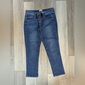 Dark Blue High-Rise Button-Fly Ann Taylor Jeans